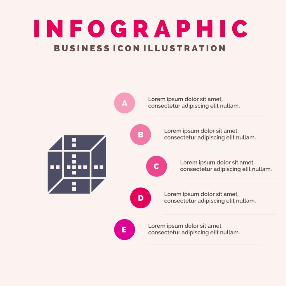 modelo de apresentação de infográficos de computação de entrega de caixa apresentação de 5 etapas vetor