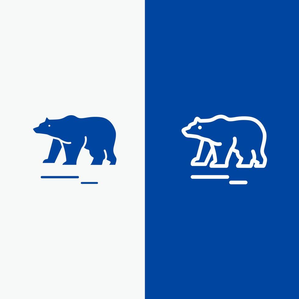 animal urso polar canadá linha e ícone sólido de glifo banner azul linha e ícone sólido de glifo banner azul vetor