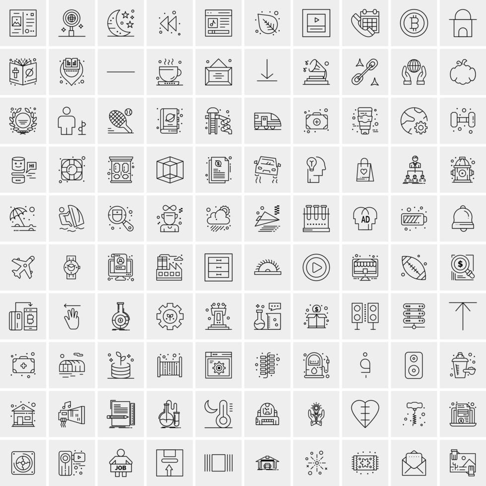 pacote de 100 ícones de linha universal para mobile e web vetor