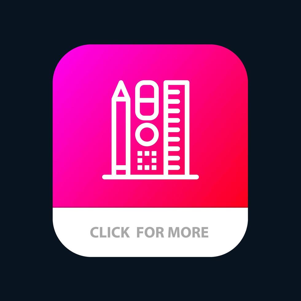 botão de aplicativo móvel on-line de educação em escala de caneta versão de linha android e ios vetor