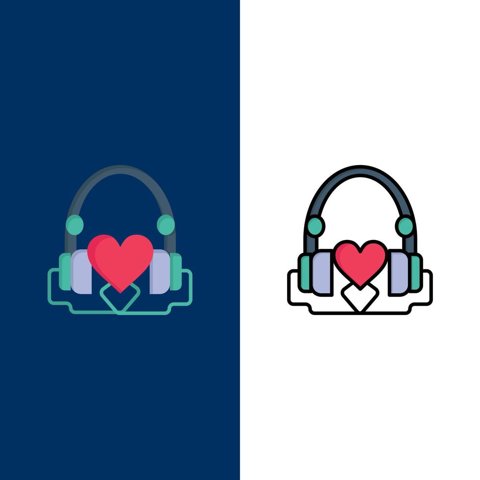 corações de bolsa adoram ícones de casamento amorosos planos e conjunto de ícones cheios de linha vector fundo azul