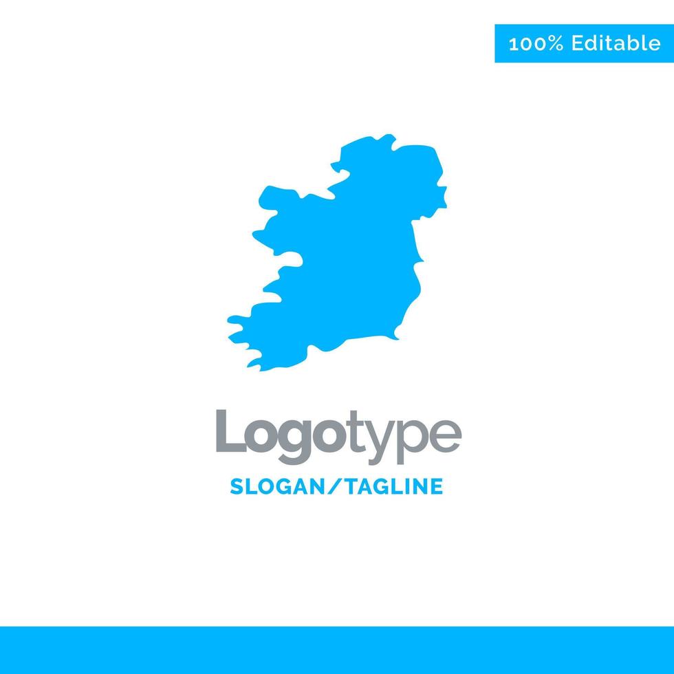 modelo de logotipo sólido azul da irlanda mapa-múndi local para tagline vetor