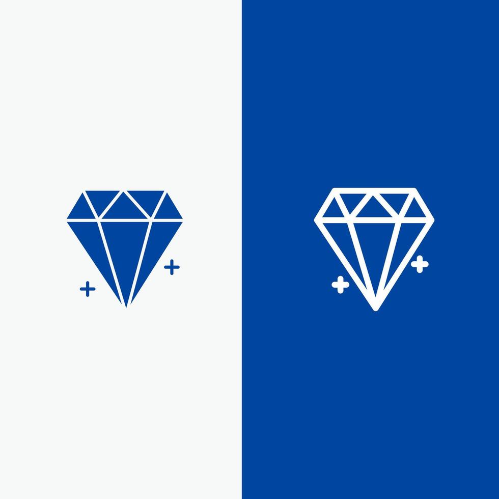 linha de joias de joias de comércio eletrônico de diamante e ícone sólido de glifo banner azul vetor