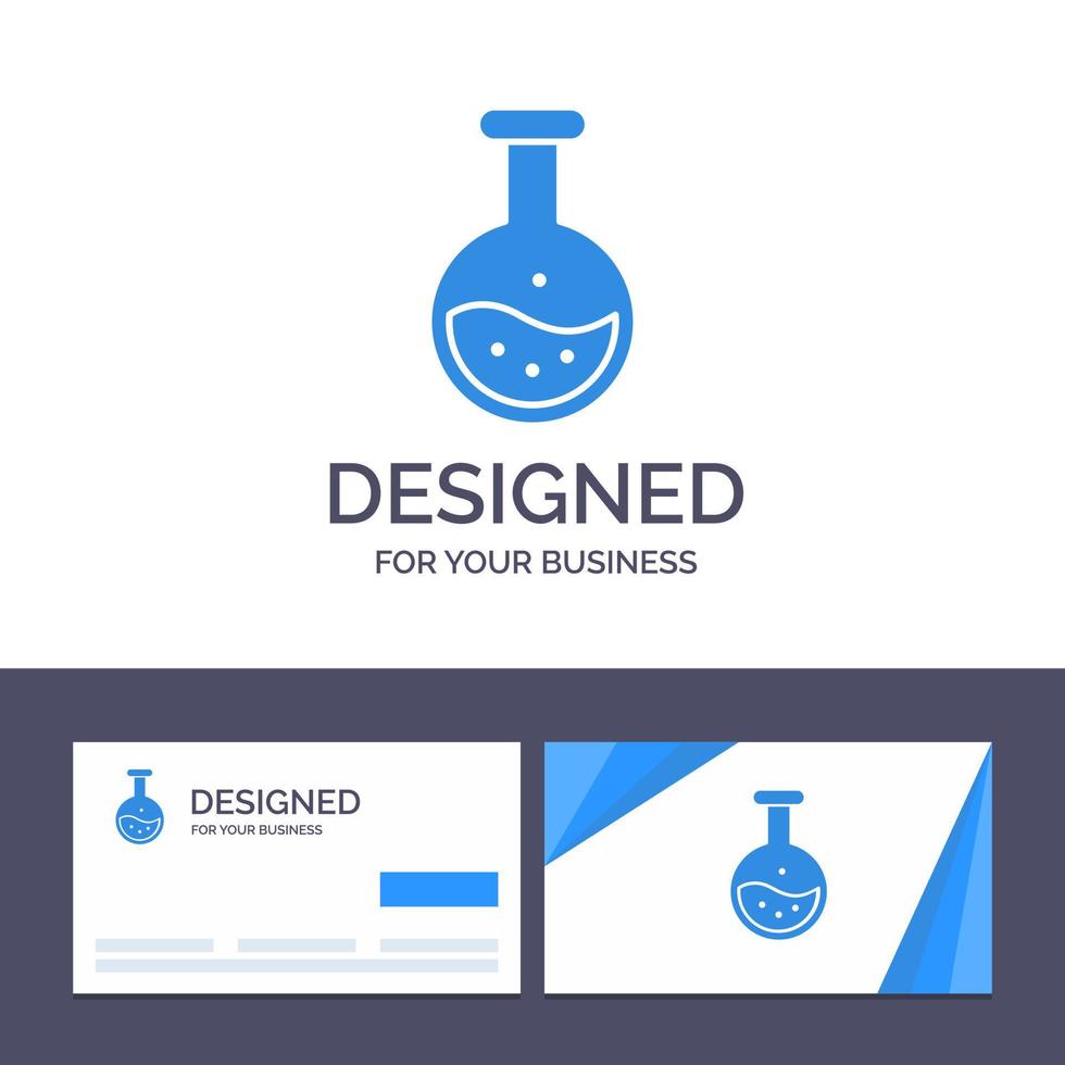 cartão de visita criativo e modelo de logotipo tubo laboratório teste de ciência ilustração vetorial de educação vetor