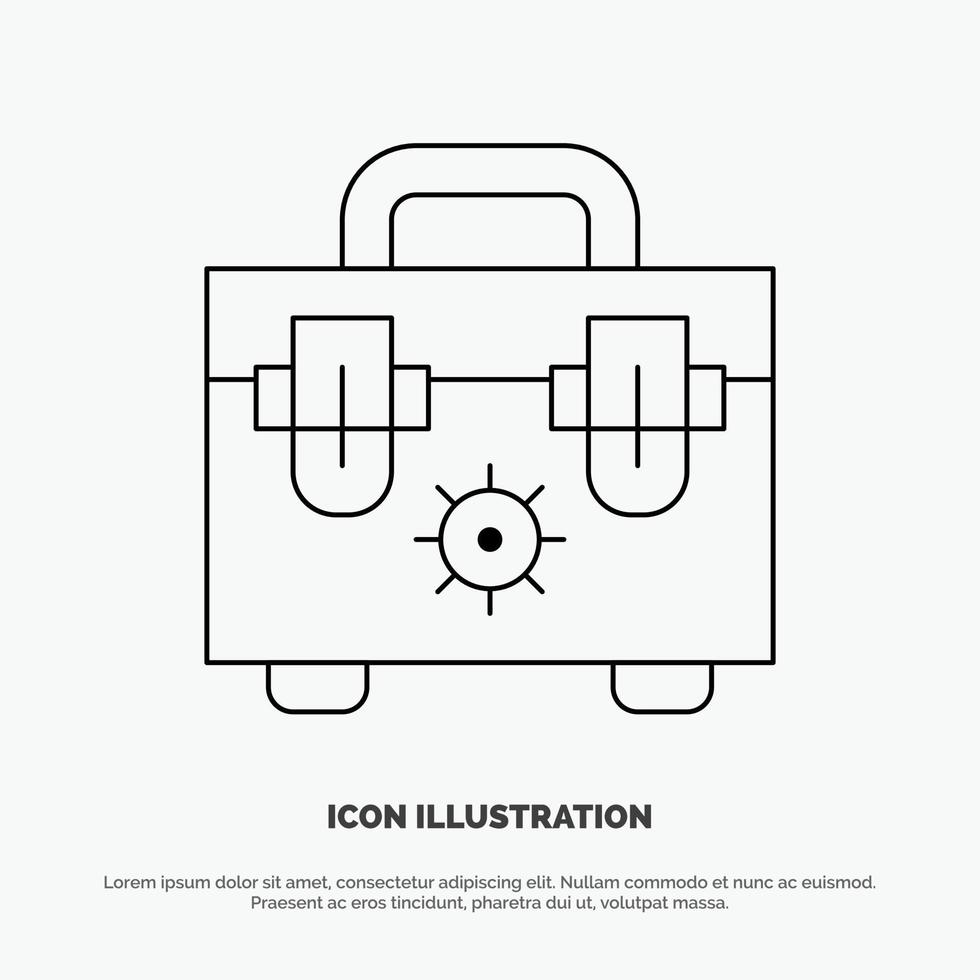 vetor de ícone de linha de ferramentas de construção de saco