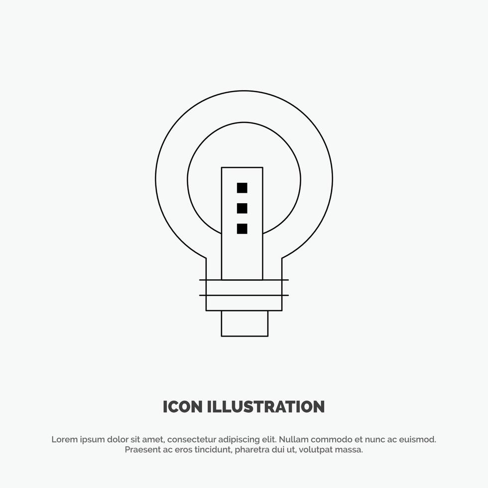 ideia de negócio brilhante lâmpada vetor de ícone de linha de energia de lâmpada