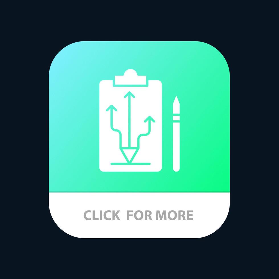 táticas de estratégia de plano de cabeça pense no botão de aplicativo móvel android e ios versão glifo vetor