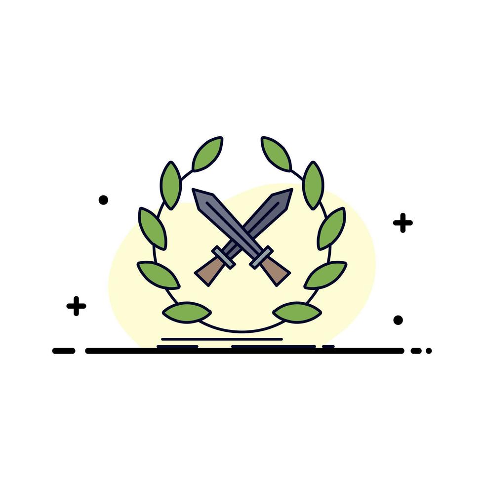 batalha emblema jogo rótulo espadas vetor de ícone de cor plana