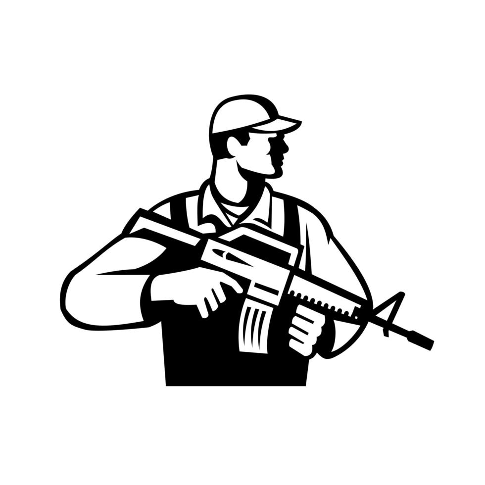 soldado ou militar com rifle de assalto vetor