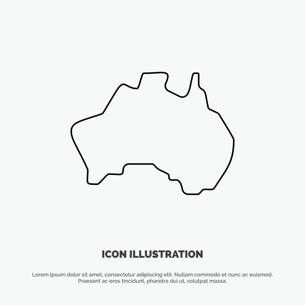vetor de ícone de linha de viagem do mapa de localização do país australiano