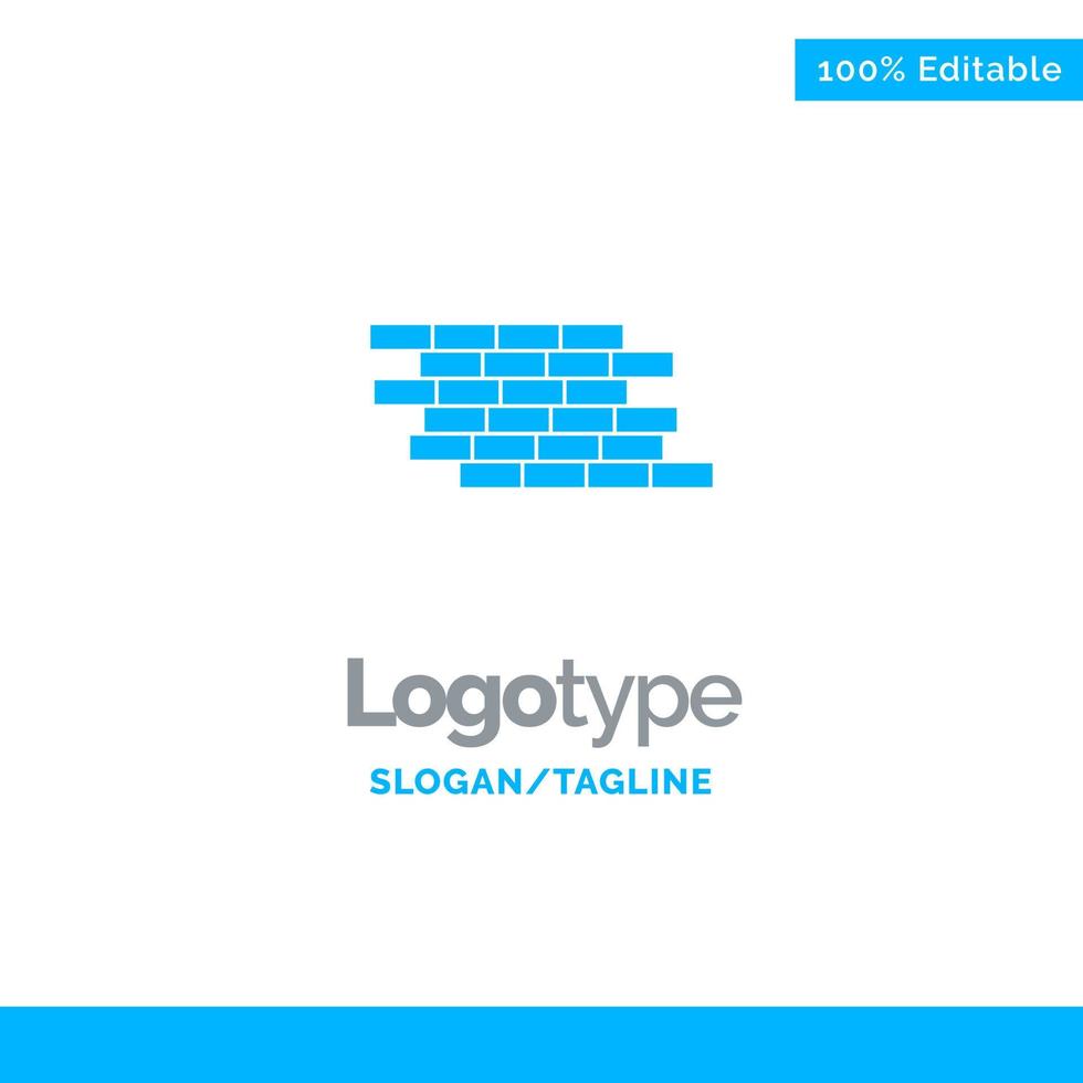 firewall parede de segurança tijolos azul modelo de logotipo sólido lugar para tagline vetor