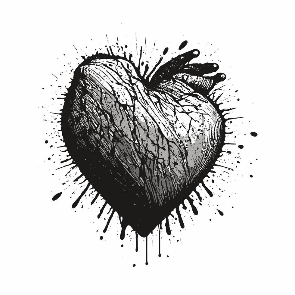 sinal de ícone de coração desenhado à mão - desenho de pincel caligrafia coração símbolo de coração negro - ilustração vetorial de desenho de coração vetor