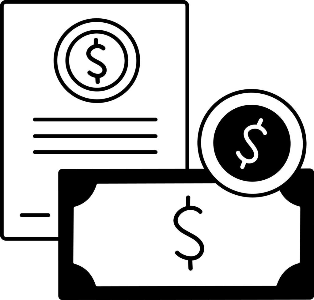transação informações conta bancária dinheiro negócios finanças ativos semi-sólido preto e branco vetor