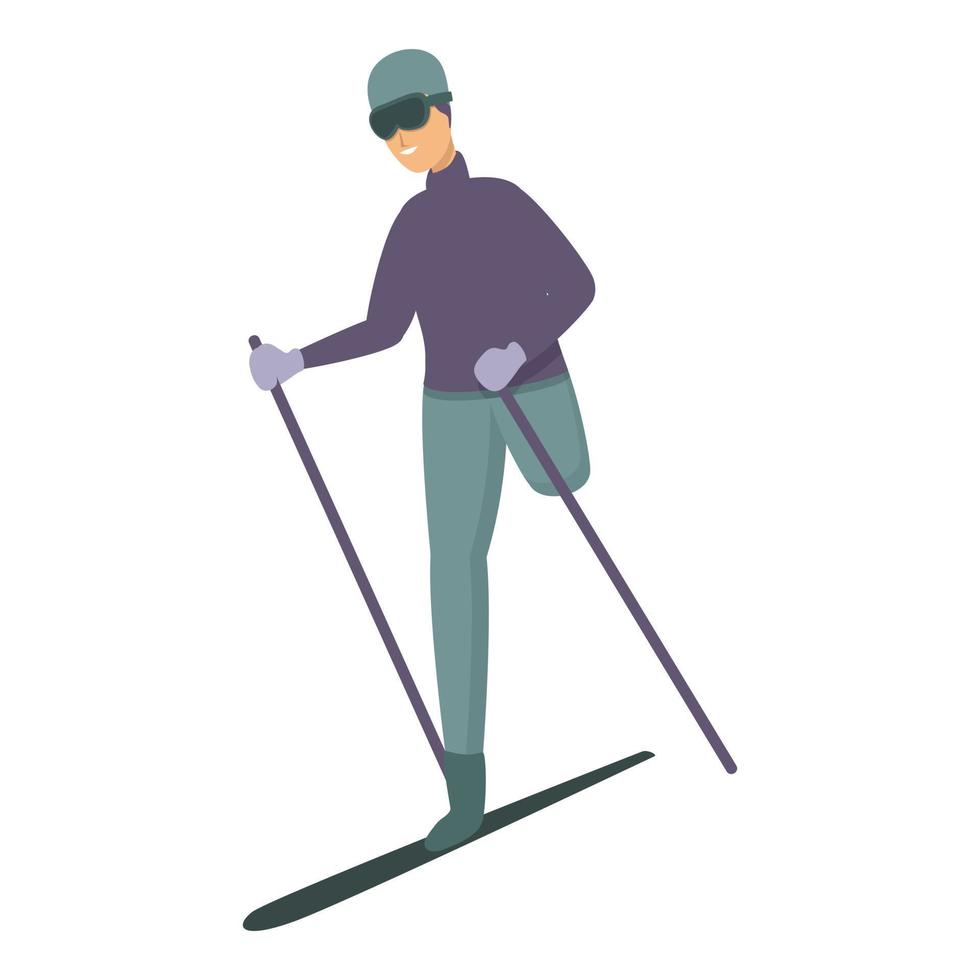 vetor de desenhos animados do ícone do esporte de esqui com deficiência. treinamento de vida