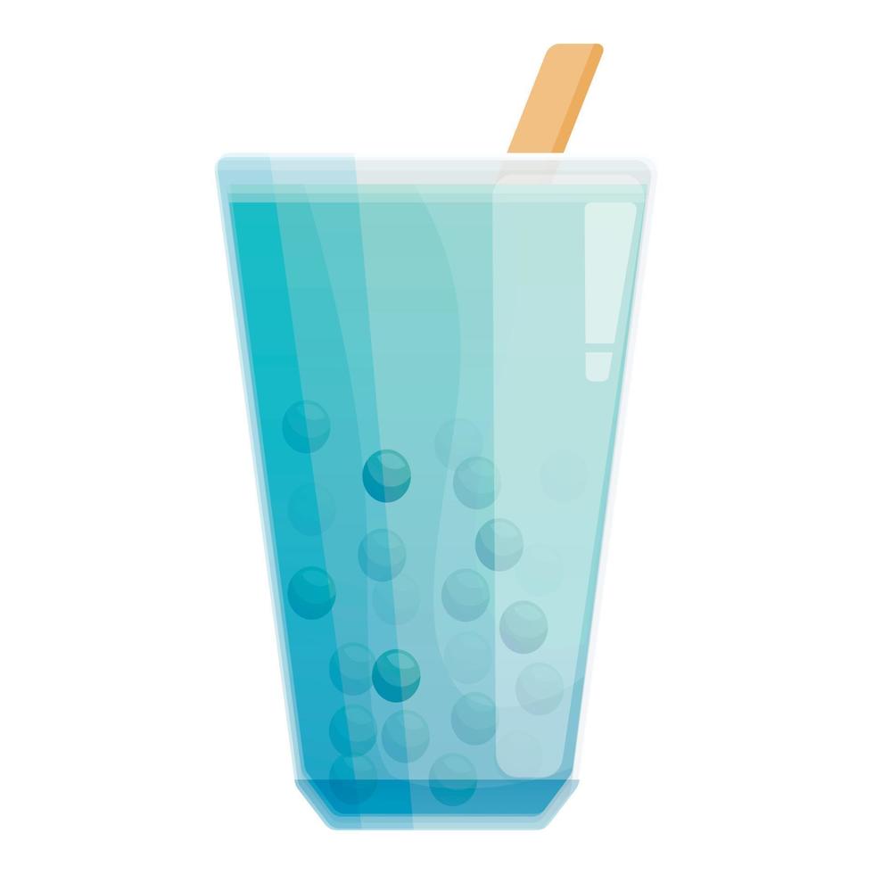 vetor de desenho de ícone de chá de bolha azul. bebida de leite