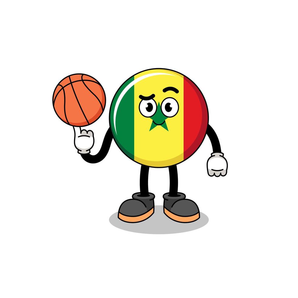 ilustração da bandeira do senegal como jogador de basquete vetor