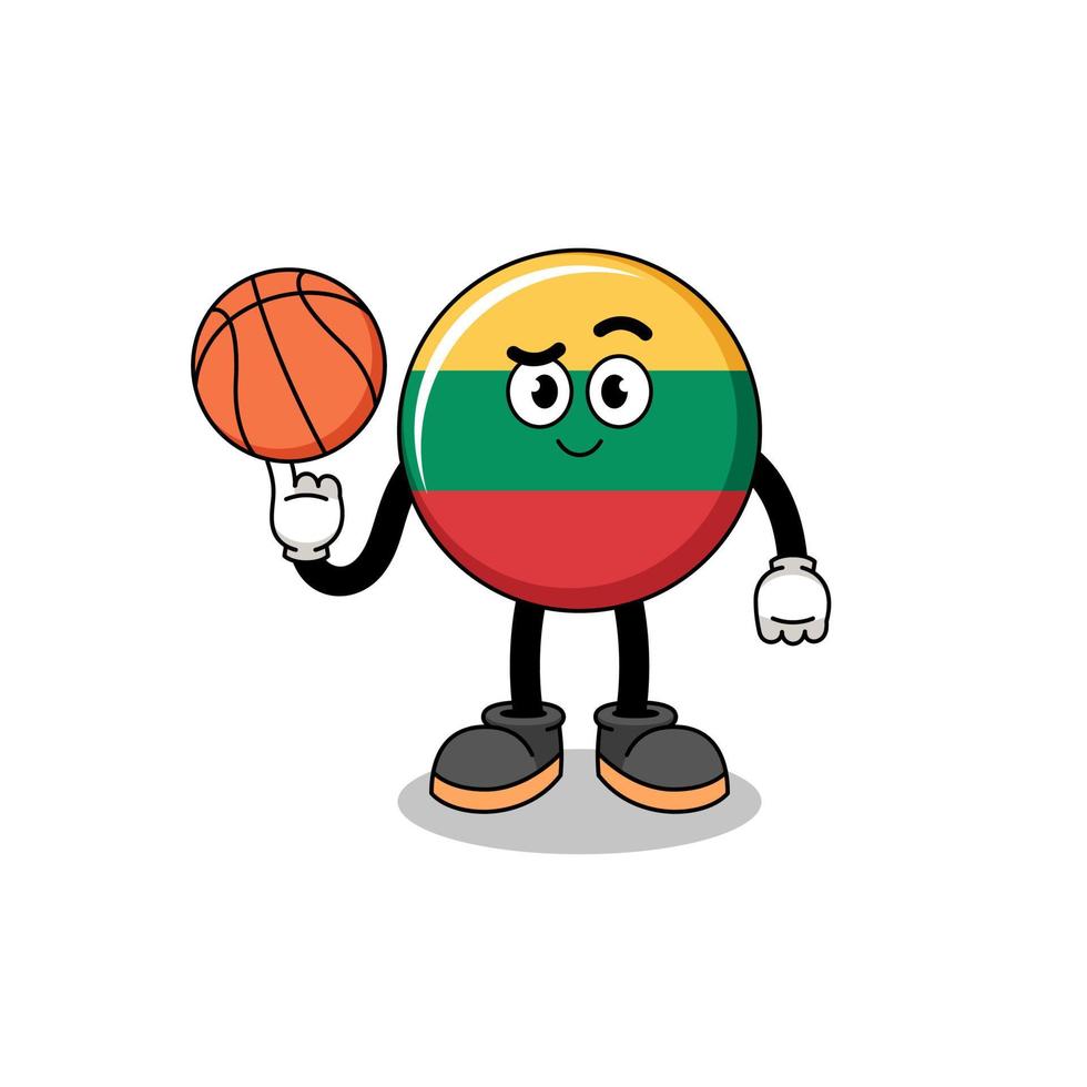 ilustração da bandeira da lituânia como jogador de basquete vetor