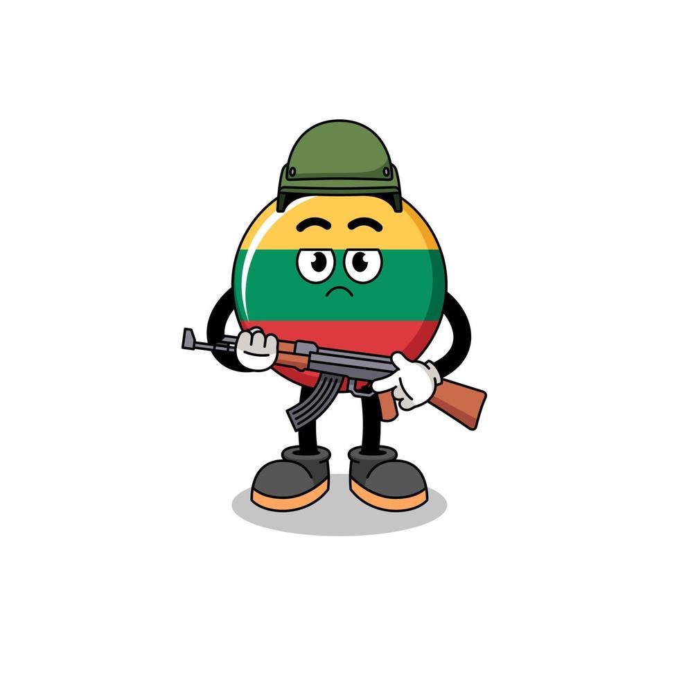 desenho animado do soldado da bandeira da lituânia vetor