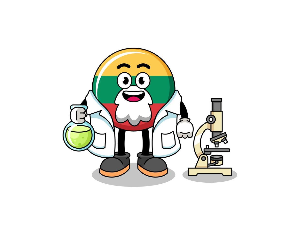 mascote da bandeira da lituânia como cientista vetor