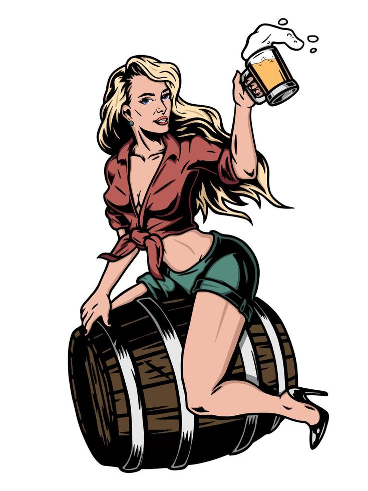 ilustração de vetor de garota pin up