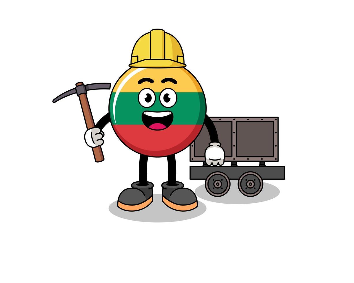 ilustração de mascote do mineiro de bandeira da lituânia vetor