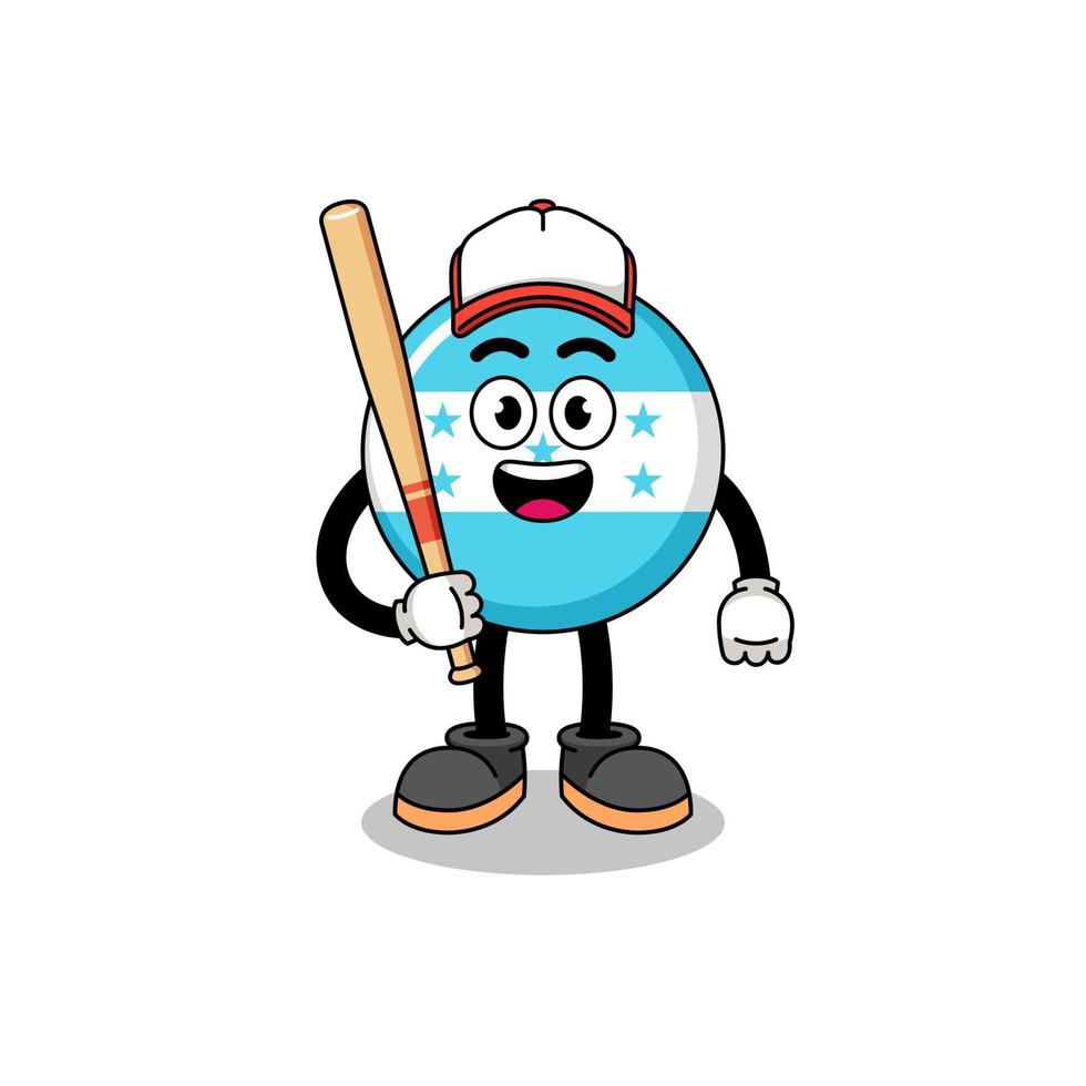 desenho de mascote da bandeira de honduras como jogador de beisebol vetor