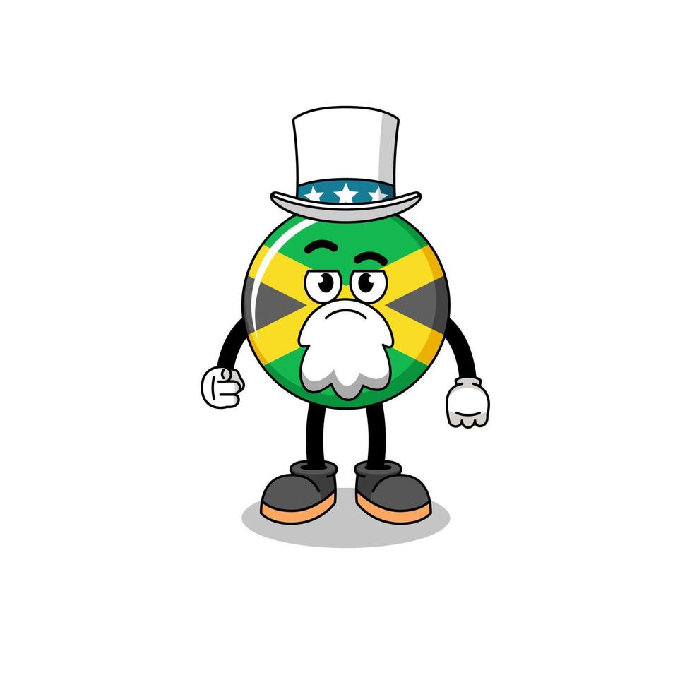 ilustração do desenho animado da bandeira da jamaica com o gesto de eu quero você vetor