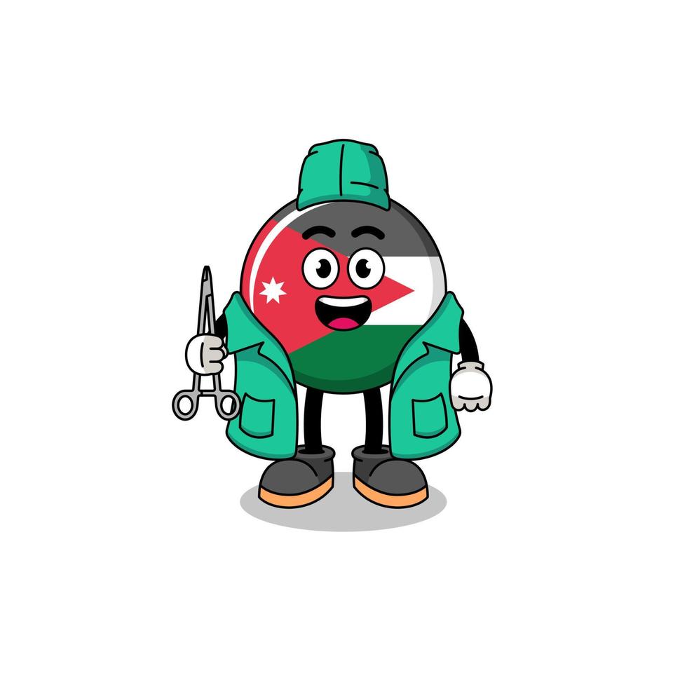 ilustração do mascote da bandeira da Jordânia como cirurgião vetor