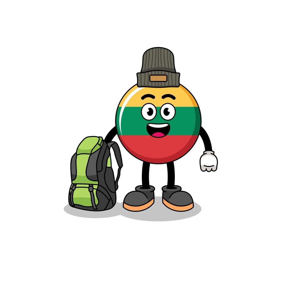 ilustração do mascote da bandeira da lituânia como um alpinista vetor