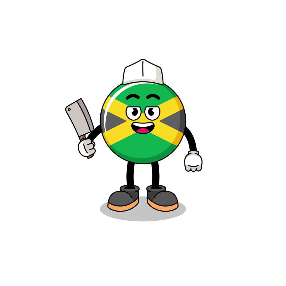 mascote da bandeira da jamaica como açougueiro vetor