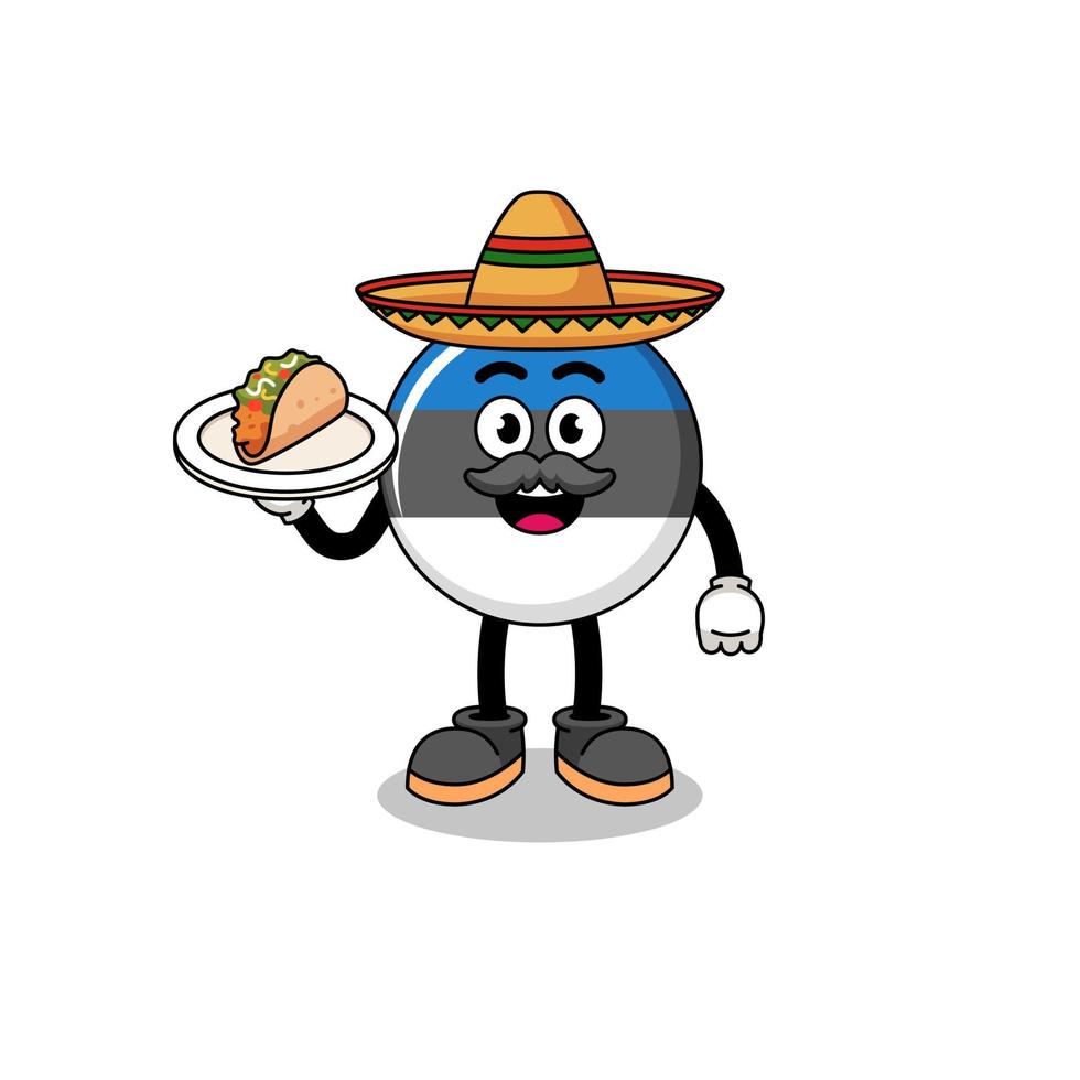 desenho de personagem da bandeira da estônia como chef mexicano vetor
