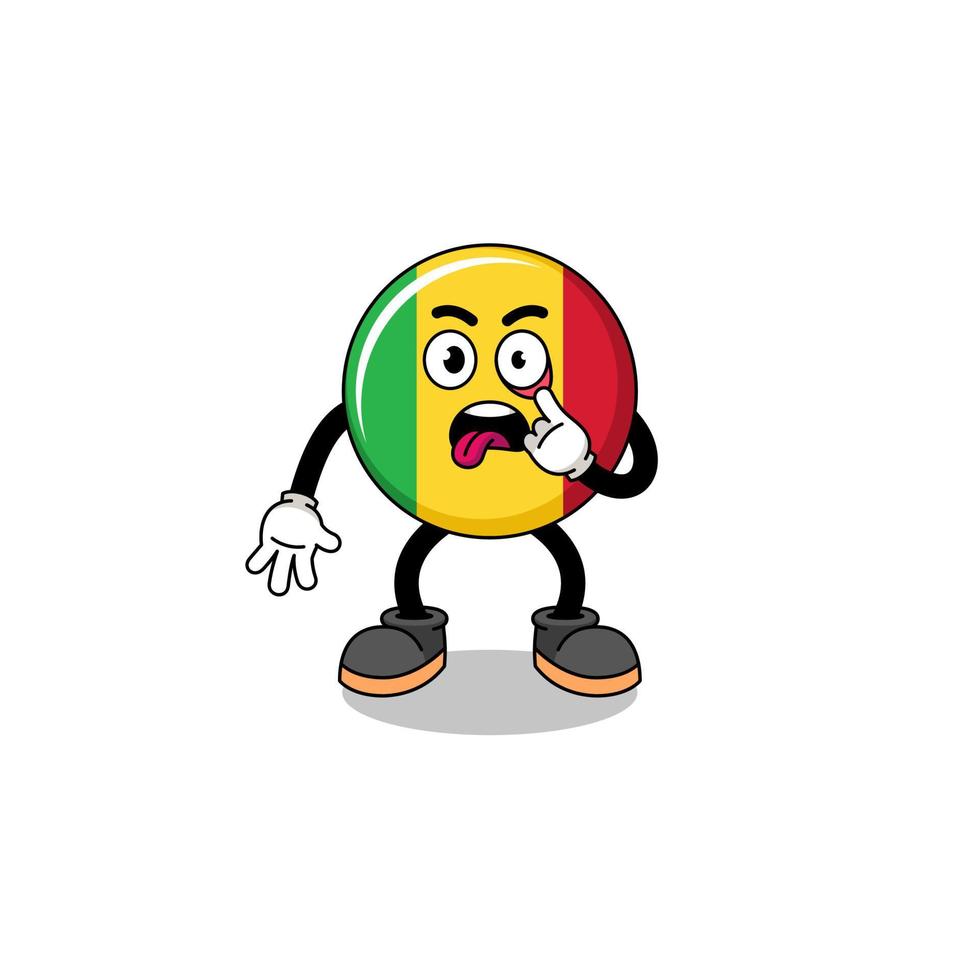 ilustração de personagem da bandeira do mali com a língua de fora vetor