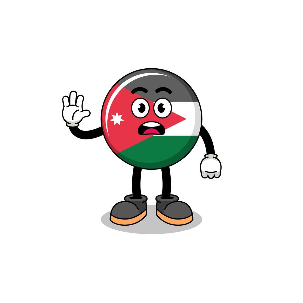 ilustração dos desenhos animados da bandeira da Jordânia fazendo stop hand vetor