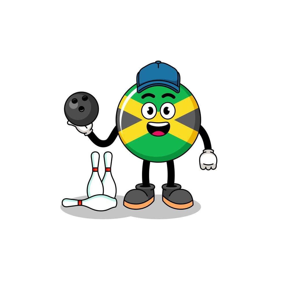 mascote da bandeira da jamaica como jogador de boliche vetor