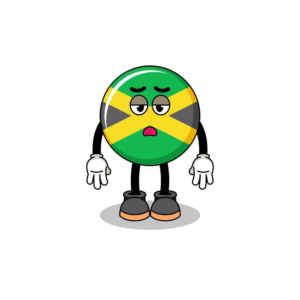 desenho animado da bandeira da jamaica com gesto de fadiga vetor