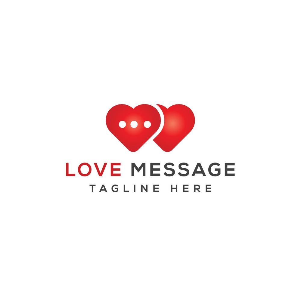 logotipo de forma de dois corações com design de mensagem de amor vetor