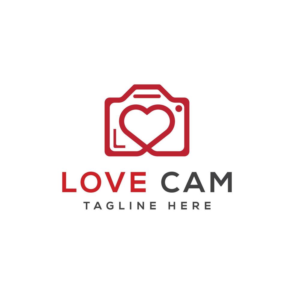 design de logotipo mínimo de câmera de amor vetor
