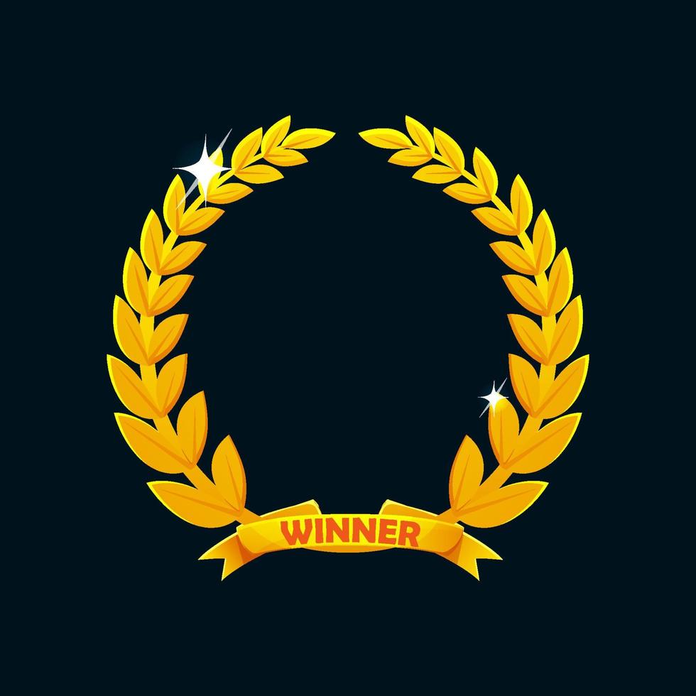 prêmio de coroa de louros dourada. ícone isolado para ativos de interface do usuário do jogo vetor