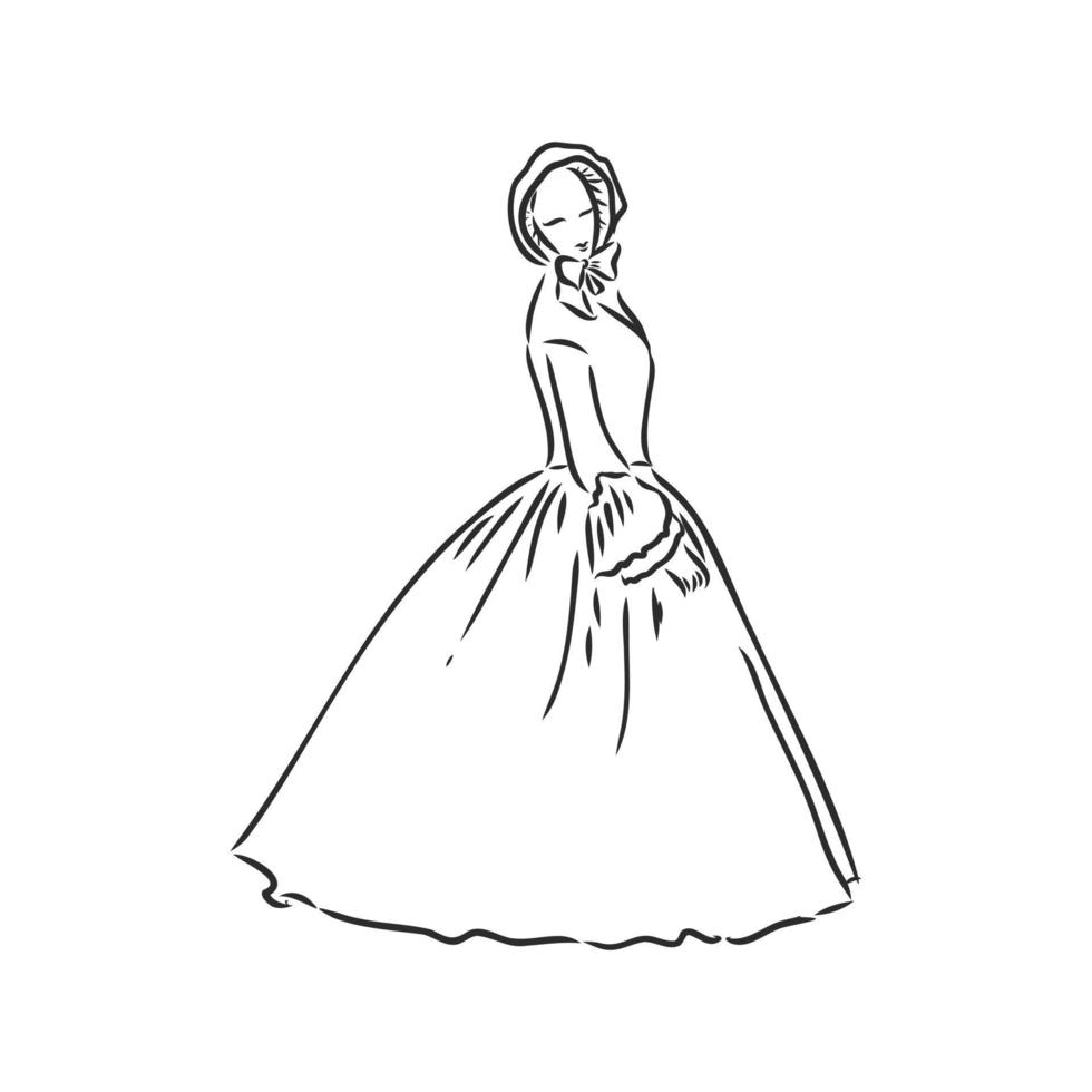 desenho de vetor de vestido retrô