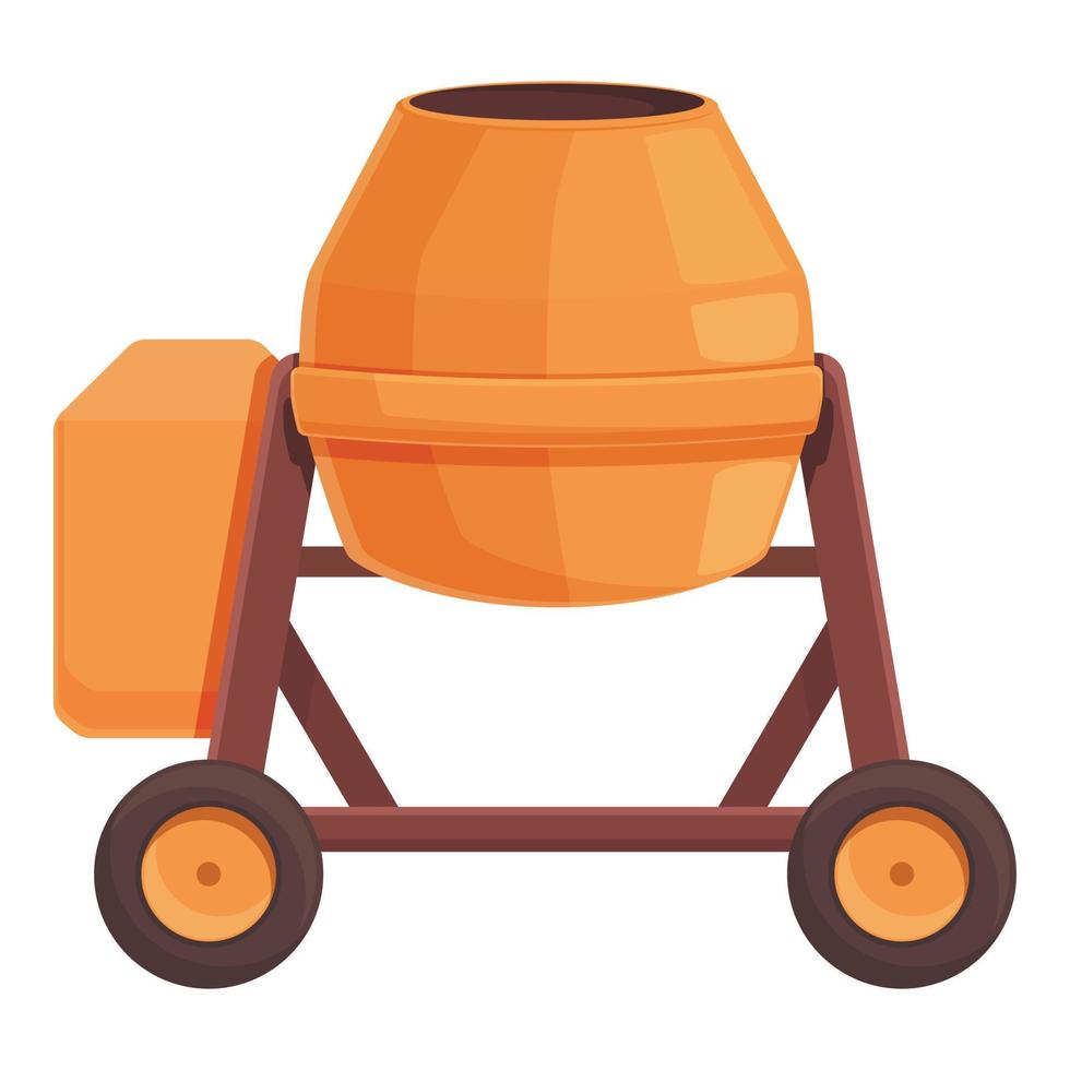 ícone dos desenhos animados do ícone do misturador de cimento do carrinho. máquina de concreto vetor
