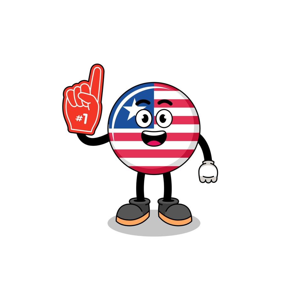 mascote dos desenhos animados da bandeira da libéria número 1 fãs vetor