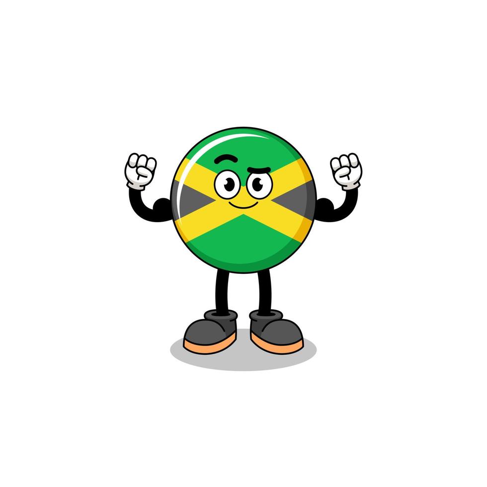 desenho de mascote da bandeira da jamaica posando com músculo vetor