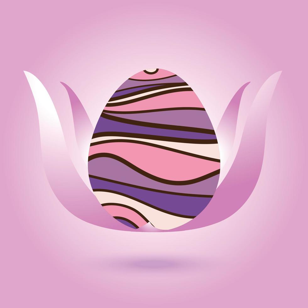 design de páscoa vetorial de ovo colorido decorativo para cartão de felicitações, banner em fundo de cor rosa vetor