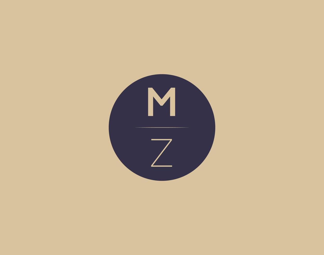 imagens vetoriais de design de logotipo moderno e elegante de letra mz vetor