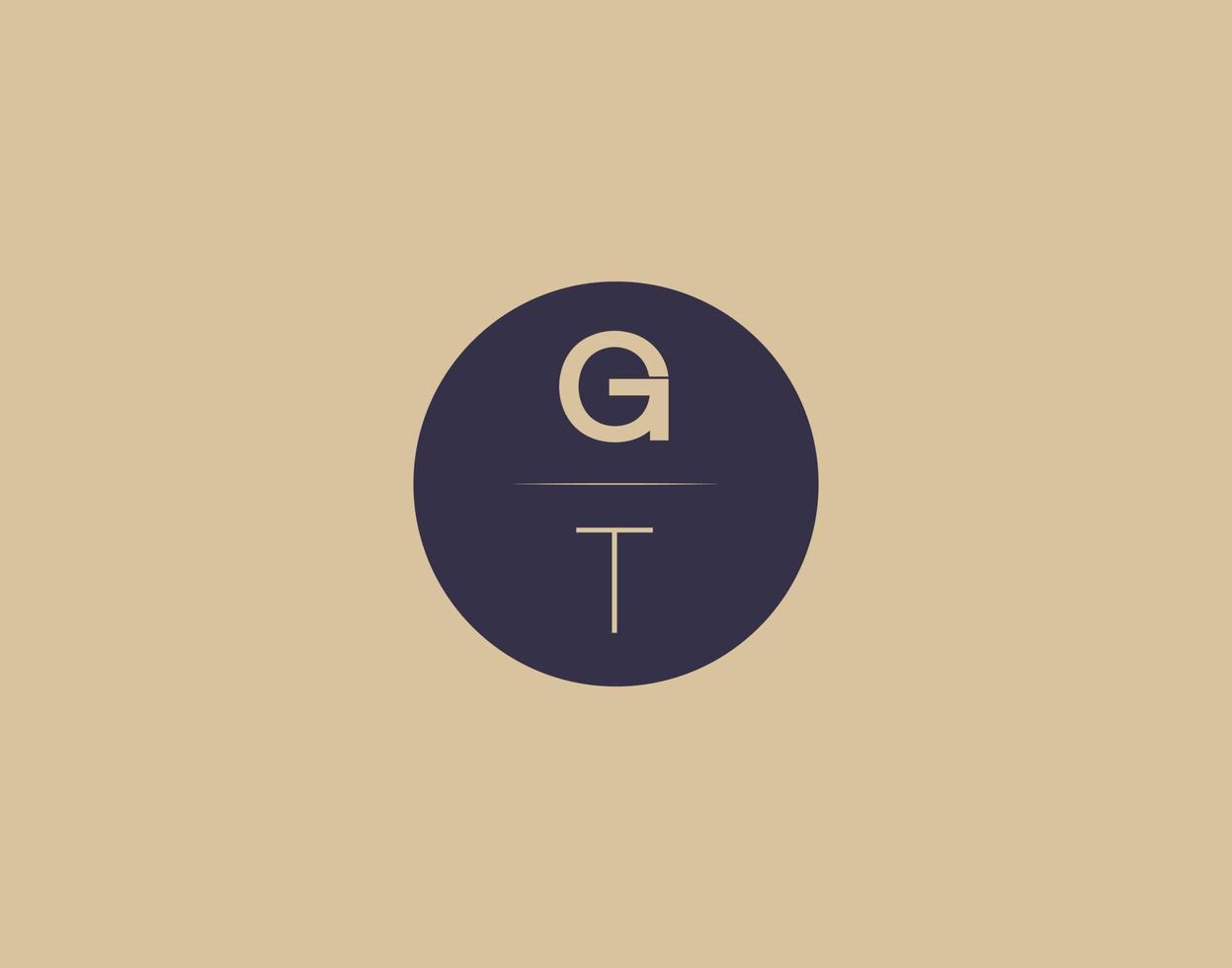 imagens vetoriais de design de logotipo moderno e elegante da letra gt vetor