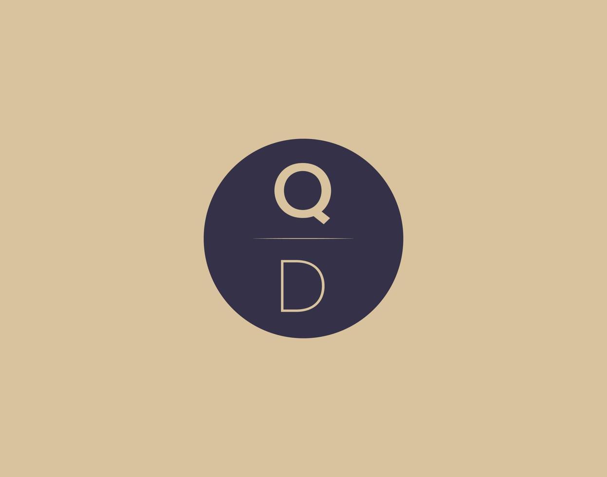 imagens vetoriais de design de logotipo moderno e elegante de letra qd vetor