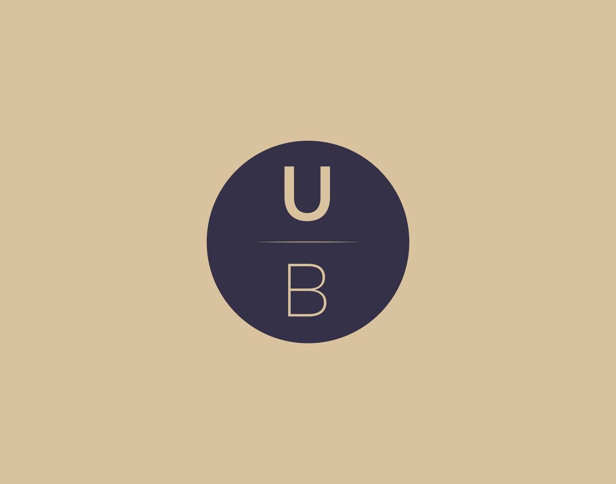 imagens vetoriais de design de logotipo moderno e elegante de letra ub vetor