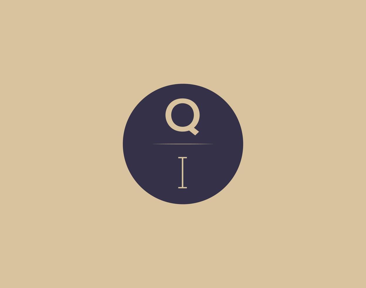 imagens vetoriais de design de logotipo moderno e elegante de letra qi vetor