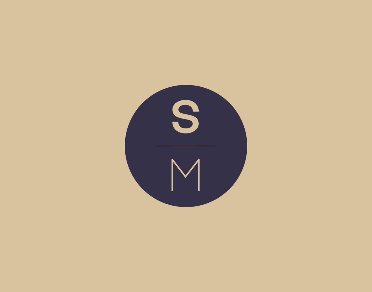 imagens vetoriais de design de logotipo moderno e elegante de carta sm vetor