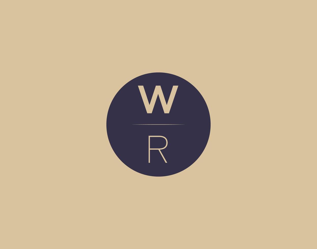 imagens vetoriais de design de logotipo moderno e elegante de carta wr vetor